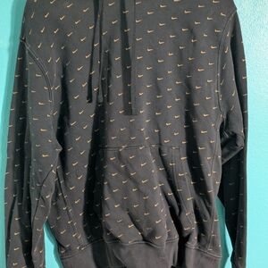 Nike Black Hoodie Sweatshirt with All-Over Small Swoosh Print